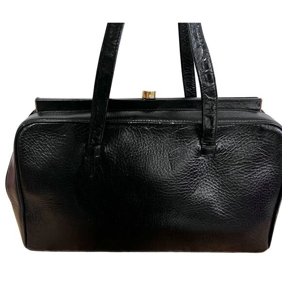 Zenith X-Large bag Purse handbag Black Leather vintage Satchel 1960s-70s MCM - Picture 7 of 8